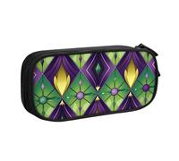 Mardi Gras Fleur De Lis Astuccio per ragazzi e ragazze colorato Zigzag grande portapenne da scrivania cancelleria organizer astuccio per scuola ufficio borsa per il trucco con cerniera, Nero