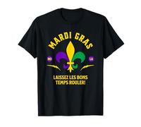Mardi Gras Fleur de Lis Laissez Les Bons Temps Rouler Maglietta