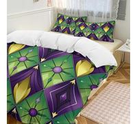 Mardi Gras Fleur De Lis - Set copripiumino 3 pezzi con 2 federe colorate a zigzag caldo set copripiumino con chiusura a cerniera, morbido set di biancheria da letto per tutte le stagioni, 218 x 178 cm