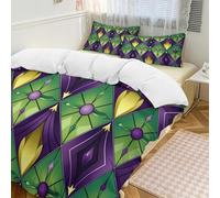 Mardi Gras Fleur De Lis - Set copripiumino 3 pezzi con 2 federe colorate a zigzag caldo set copripiumino con chiusura a cerniera, morbido set di biancheria da letto per tutte le stagioni, 259 x 229 cm