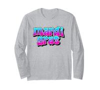 Mardi Gras Graffiti Blu Rosa New Orleans Mobile Alabama Maglia a Manica