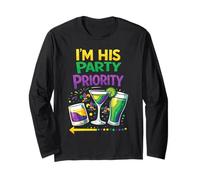 Mardi Gras Im His Party Priority Matching Couple Design Maglia a Manica