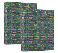 Mardi Gras Jazz-Fest - Raccoglitori con tasche, motivo scozzese, 3,8 cm, con copertina rigida