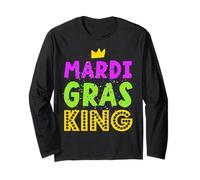 Mardi Gras King Crown Festive Parade Carnevale Maglia a Manica