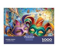Mardi Gras Masks Set Puzzle in Cartone Robusto Da 1000 Pezzi, Vibrant Artwork, Gioco Educativo, Difesa Dallo Stress, Regalo Divertente, Attività Per Famiglia 38x26cm/1000pcs