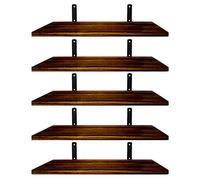 Mardili Mensole in legno da parete, set di 5 mensole rustiche (marrone scuro), 42 x 15 x 1,5 cm