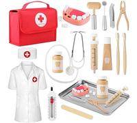 Mardo Valigetta Dottore Bambini Legno con vero Stetoscopio Borsa Dottore Gioco Dottoressa Bambina Attrezzo Medico Giocattolo Bambina a Partire dai 3 4 5 6 Anni