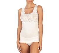 MaRe Canotta Donna Spalla Larga Pizzo - Intimo Termico Elegante Micro Lana Merinos Calda, Art. 417 (IT, Testo, M, Regular, Regular, Bianco)