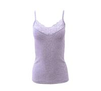 MaRe Canotta Intima Donna Canottiera Scollo a V con Pizzo Sottogiacca in 100% Puro Cotone Leggero Estivo Top Spalla Stretta 100% Made in Italy (Grigio, 5/L)