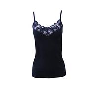 MaRe Canotta Intima Donna Canottiera Scollo a V con Pizzo Sottogiacca in 100% Puro Cotone Leggero Estivo Top Spalla Stretta 100% Made in Italy (Nero, 4/M)