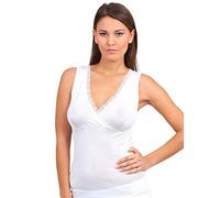 MaRe Canottiera Intima Donna con Forma del Seno con Leggero Pizzo Canotta Spalla Larga in 100% Cotone ANALLERGICA SALUBRE Fino a Taglia 8/XXXL 100% Made in Italy (Bianco, 7/XXL)
