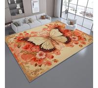 Mare di fiori di farfalla freschi Tappeto, dominante di colore Tappeto in morbida flanella, antiscivolo e lavabile, per soggiorno, camera da letto e cameretta dei bambini 80 x 150 cm