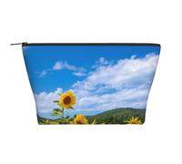 Mare Di Girasole E Cielo Blu Nuvole Bianche, Borsa da toilette Borsa per trucco Borsa per cosmetici Borsa da toilette da viaggio portatile