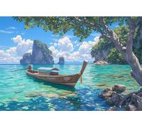 mare Dipingere con i Numeri Barca Dipingere con i Numeri Adulti Bambini Principianti, DIY Dipingi con i Numeri con Tela, Vernice Acrilica e 3 Pennelli di Legno Decora la casa, Ragazze Regalo 50x70cm