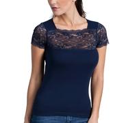 MaRe Maglia Sottogiacca da Donna Elegante di Puro Cotone 100% con Maniche Corte e Scollo Quadrato in Pizzo, Liscia Dietro, Maglietta Intima T-Shirt Intimo Made in Italy