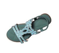 Mare Scarpe Donna Strass Slingback, Sandali con elastico alla caviglia, casual, Boemia Scarpe Da Spiaggia Giallo Scarpe Donna, verde, 43 EU