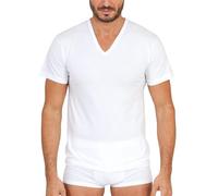 MaRe T-Shirt Intimo Uomo Maglietta Intima Maniche Corte in 100% Puro Cotone con Scollo a V Profondo Canottiera Maglia della Salute Estiva Bianca Leggera Taglie Extra Made in Italy