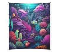 Mare Viola Pesci Tenda da Spiaggia Facile da Montare,Parasole per Campeggio con Sacchi di Sabbia,Palette e Picchetti Ideale per Picnic