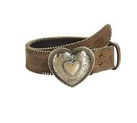 Marea Brava Cintura Donna Retro con Fibbia Cuore Intagliato - Pelle PU Marrone Vintage Boemo Y2K, Borchie Dorate, Regolabile Unisex 105 cm Moda 2025