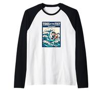 Maree del Pugno Leggenda Oceano Surfing Monkey Wave Maglia con Maniche Raglan