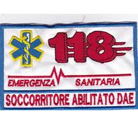 MAREL Patch 118 Emergenza Croce Rossa SOCCORRITORE DAE CRI cm 11 x 7 Toppa Ricamo -1193