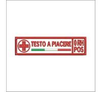MAREL Patch 2 PZ Croce Rossa Italiana Nome + Gruppo cm 12 x 3 Toppa con Nastro a Strappo Ricamo -641