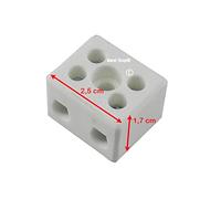 Marel Shop® - Morsettiera spinottiera 2,5 cm x 1,7 cm in ceramica 2 poli per alte temperature compatibile con vari usi