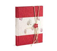 Mareli Album Fotografico 20x25 cm in Carta Riso Rossa Bottone e Spago Decorativo, 60 Pagine Bianche con velina pergamino (30 Fogli), Rosso, 20X25