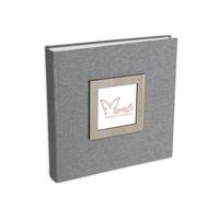 Mareli Album Fotografico 31X31 80 pagine con velina Copertina in tessuto di Lino Blu con portafoto in legno in copertina