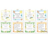 Mareli Kit 4 quadretti cm 10x10 con calamita da appendere a muro e su superfici metalliche ideale come bomboniera Battesimo Prima Comunione Cresima Laurea, SPERANZA (Confezione da 2)