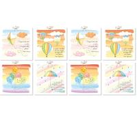 Mareli Kit 4 quadretti cm 10x10 con calamita da appendere a muro e su superfici metalliche ideale come bomboniera Battesimo Prima Comunione Cresima Laurea, VITA (Confezione da 2)