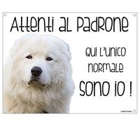 MAREMMANO Attenti al padrone qui l'unico normale sono io! CANE CARTELLO TARGA IN METALLO (20X30)