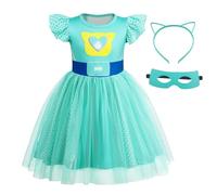 Marendyee Costume da gattino Bitsy per bambini, per Halloween, per feste in maschera, cosplay, con maschera per occhi di gatto e fasce per capelli, blu, 7-8 anni