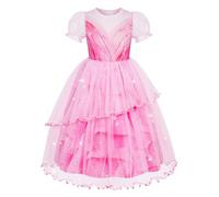Marendyee Costume da strega per bambini da strega costumi di Natale per ragazze maniche a bolle rosa principessa costume per festa in maschera per bambina costume per la giornata mondiale del libro