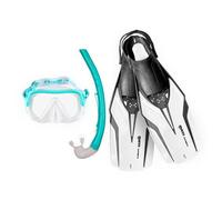 Mares Aquazone Set Nateeva Keewee - Set Composto da Maschera, Boccaglio e Pinne da Snorkeling Adulto - Bianco, S/M