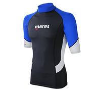 Maglia per sport acquatici Mares Rash Guard Trilastic a maniche corte, nera e blu - XS