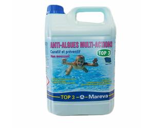 MAREVA Antialghe Top 3 Tanica 5 lt Anti-Alghe Multiazione per Piscina NO SCHIUMA