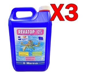 MAREVA REVATOP 12% Kit 3 Taniche da 5l Ossigeno Attivo Alghicida per Acque Verdi
