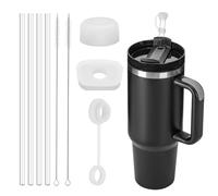 MARFOREVER Cannucce trasparenti in plastica rigida, set di 4 cannucce di ricambio, lunghezza 31 cm, riutilizzabili, con tappo in silicone, a prova di perdite, per tazze da viaggio, 415-6468