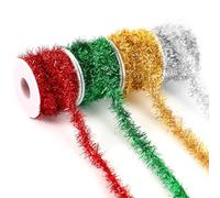 MARFOREVER Ghirlanda di tinsel, 20 m, ghirlanda natalizia, orpello, albero di Natale, per albero di Natale, festa di compleanno, matrimonio, decorazioni (rosso, verde, oro, argento)
