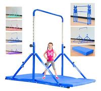 MARFULA Barra da Ginnastica Pieghevole con Tappetino per Bambini dai 3 ai 12 Anni, capacità di Peso di 90,7 kg, Barra Orizzontale per Bambini, Attrezzatura per Allenamento Ginnico per casa e Centro