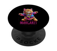 Margaret Design colorato con gatto che balla per ragazze, nome Margaret PopSockets PopGrip Adesivo