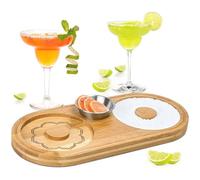 Margarita Salt Rimmer, 2 scomparti per zucchero e sale Rimmer con piattino per cocktail Bar Glass in legno per bevande, cocktail, Martini