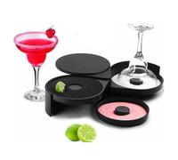 Margarita Salt Rimmer Set, 3 Vassoi Vetro di Plastica Nero Rimming Scatola di Sale Contenitore di Spezie Vetro di Plastica Nero Rimming per Cocktails e Gimlets