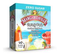 Margaritaville Singles to Go Water Drink Mix, confezione assortita, contiene 4 gusti: caraibico Fruit Punch, Pina Colada, Strawberry Daiquiri e Margarita, 1 scatola (40 porzioni singole)