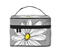 Margherita alla moda con grigio e giallo, Borsa per il trucco Borsa per cosmetici Borsa da viaggio portatile da viaggio Astuccio per matite