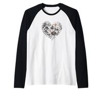 Margherita, Cuore, Amore, Fiore, Moda, B&W Maglia con Maniche Raglan