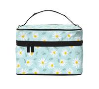 Margherita floreale delicata blu e bianca, Borsa per il trucco Borsa per cosmetici Borsa da viaggio portatile da viaggio Astuccio per matite