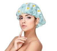 Margherita floreale delicata blu e bianca,Cuffia da notte in raso per adulti - Cuffia da notte elastica per donna, copricapelli per la notte