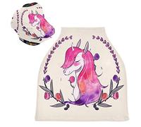 Margherita Rosa Unicorno Auto per Bambini Passeggino Tettoia Copri Seggiolino Copertura Infermieristica per L'Allattamento Al Seno All-In-1 Morbido Traspirante Elastica Tettuccio